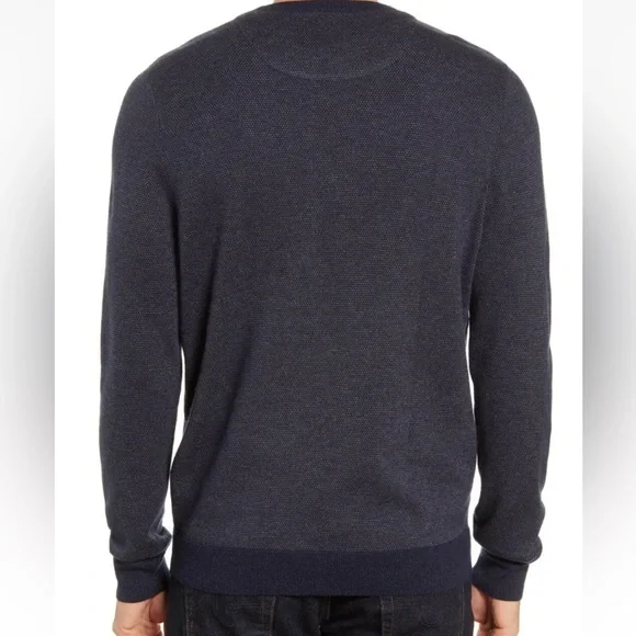 NORDSTROM Men’s Shop Crewneck Wool Sweater Navy Midnight Birdseye NWT $89.50 3XL